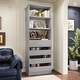 preview thumbnail 30 of 34, 80'' H x 21.3'' W Wood Standard Bookcase with 4 Drawers,Morden Freestanding Storage and Display Bookshelf Brown/Grey