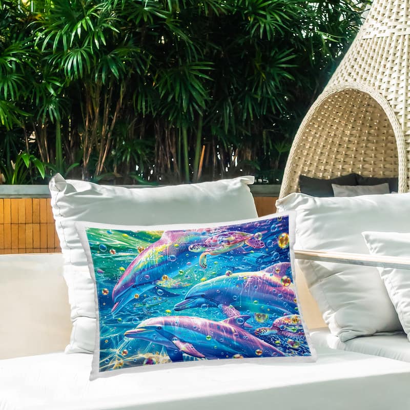 Stupell Chromatic Dolphins Trio Printed Outdoor Throw Pillow Design by Michael Ward