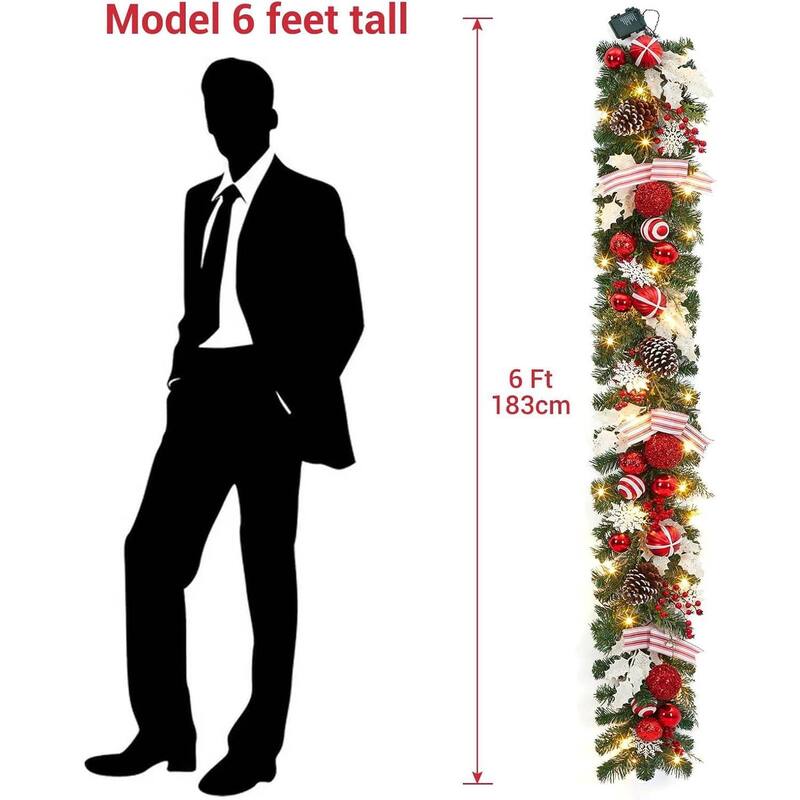 6 Ft Lighted Garland with 20 Waterproof LED Lights for Home Decor - N/A