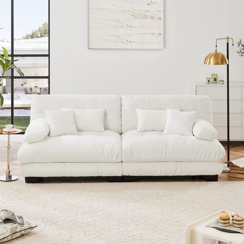 Rossetta 2 - Seat Exquisite Cloud Couch Chenille Sofa with Lumbar and Throw Pillows