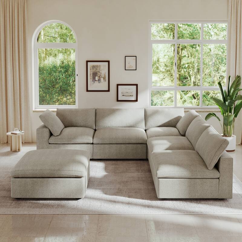 Commix Down Filled Corner Sectional Sofa 5-seats Couch with Ottoman