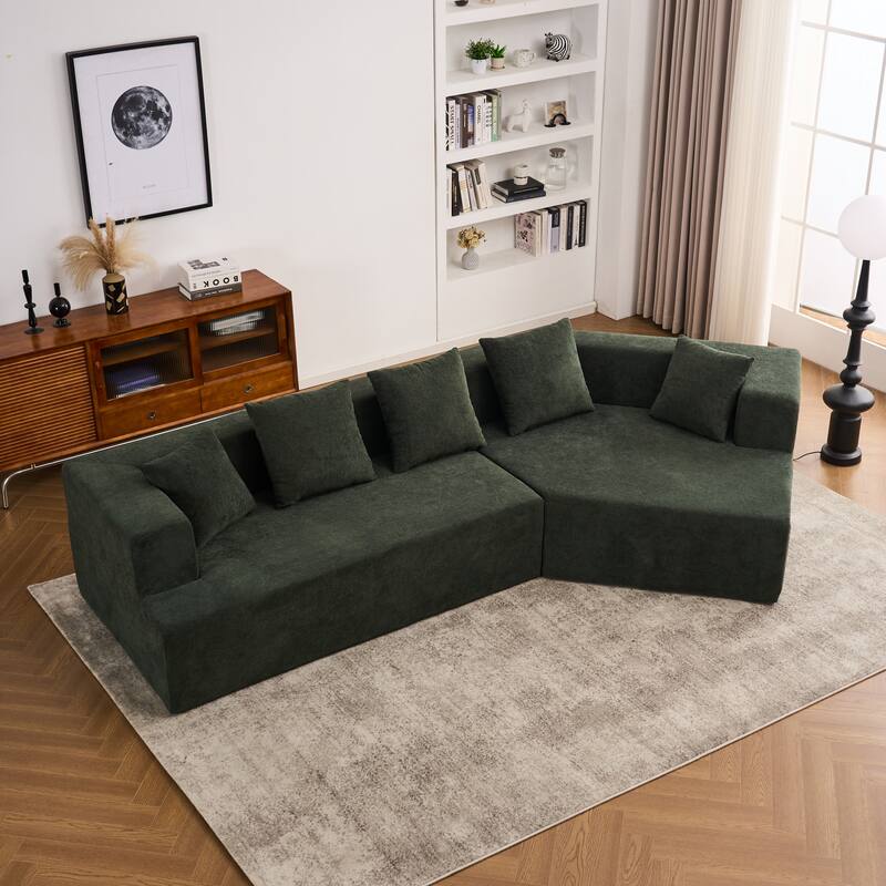 Green Polyester Memory Foam Couch, No Assembly, Deep Seat Modern Sofa