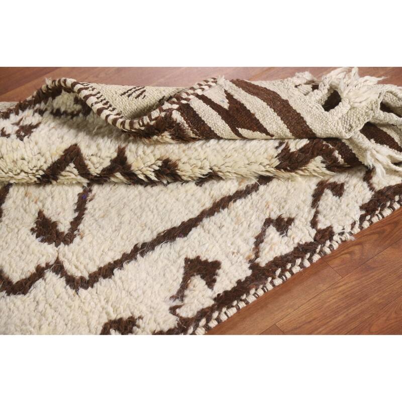 Turkish Anatolian Runner Rug Hand-knotted Beige Wool Carpet - 3'2"x 11'11"