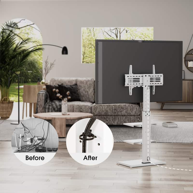 FITUEYES White Metal Base TV Stand for 32-75 inches TVs