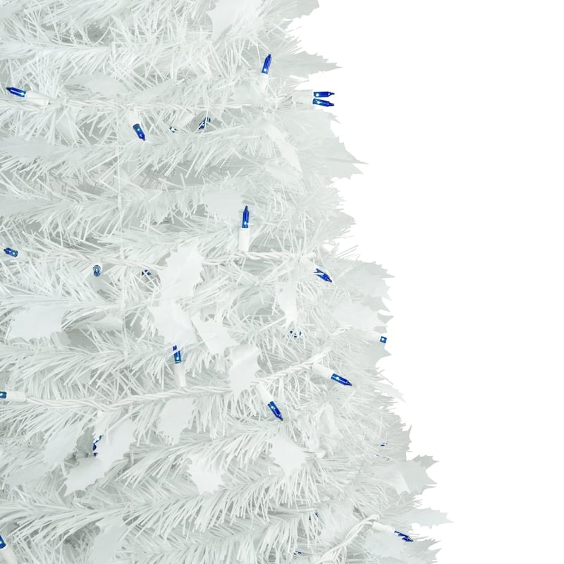 4' Pre-Lit White Tinsel Pop-Up Artificial Christmas Tree Blue Lights