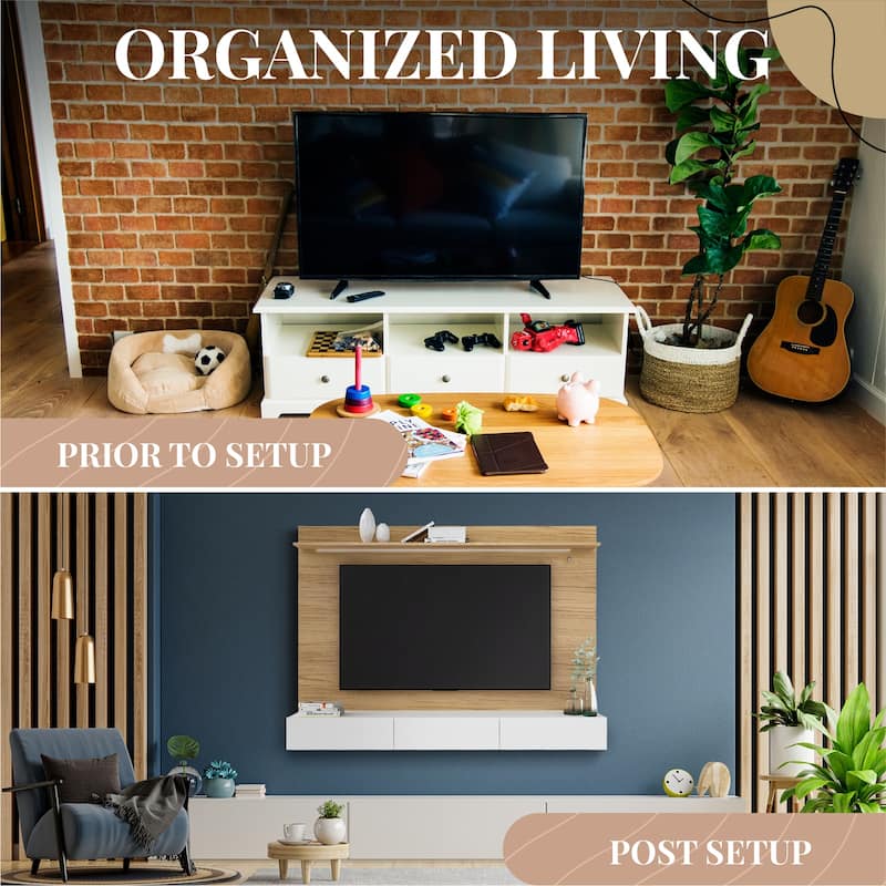 Modern Wall-Mounted Entertainment Center - Floating TV Panel for Up to 70-Inch TVs, Freestanding Design