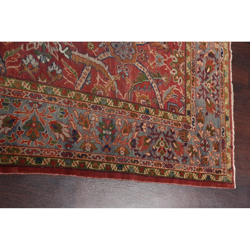 Pre-1900 Antique Sultanabad Persian Area Rug Hand-knotted Wool Carpet - 9'1" x 13'0"