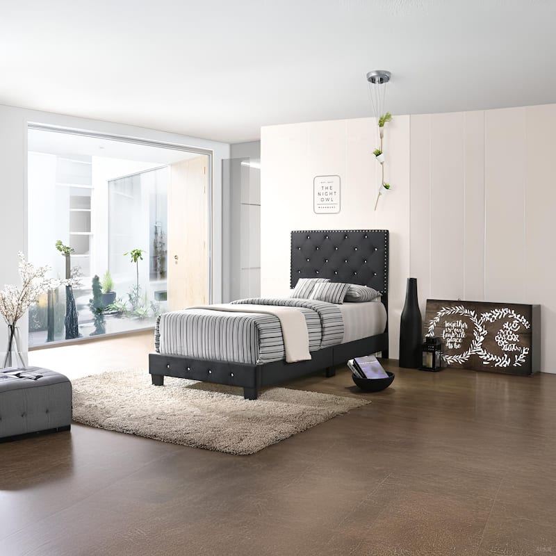 Sleek Black Twin Bed for Versatile Use - Black