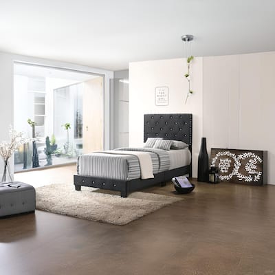 Twin Size Velvet Platform Bed with Sturdy Frame and Easy Assembly