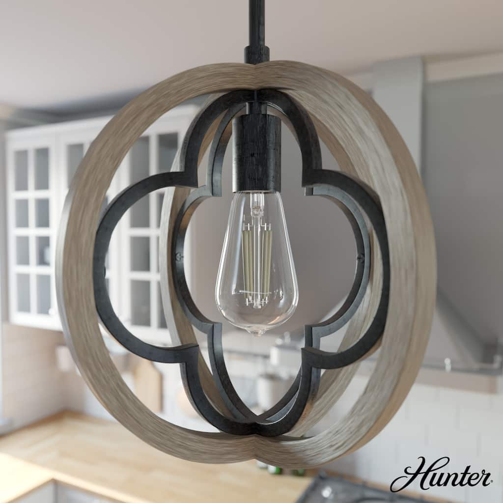 Hunter 12" Gablecrest 1 Light Pendant - Kitchen Island, Dining Room - Modern Farmhouse, French Country, Distressed