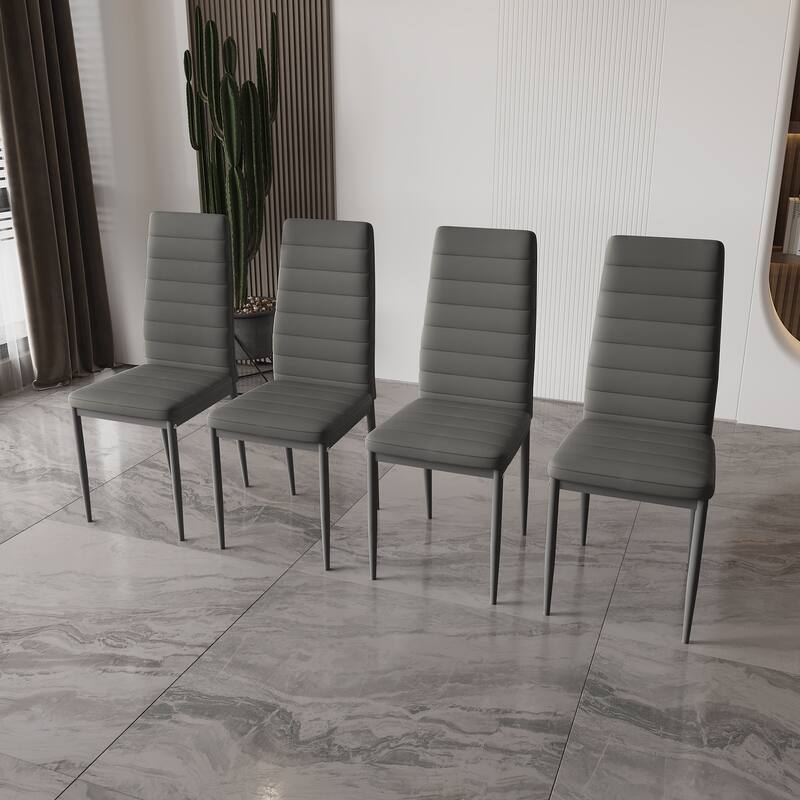 Modern Faux Leather Upholstered Dining Chair (Set of 4) - Grey
