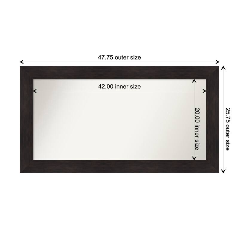 Furniture Espresso Framed Non-Beveled Custom Wall Mirror, Bathroom Vanity Mirror - Outer Size: 47.75 x 25.75