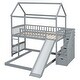 preview thumbnail 36 of 38, Friendly Design Twin Over Twin Bunk Bed with Two Drawers and Slide, House Bed with Slide