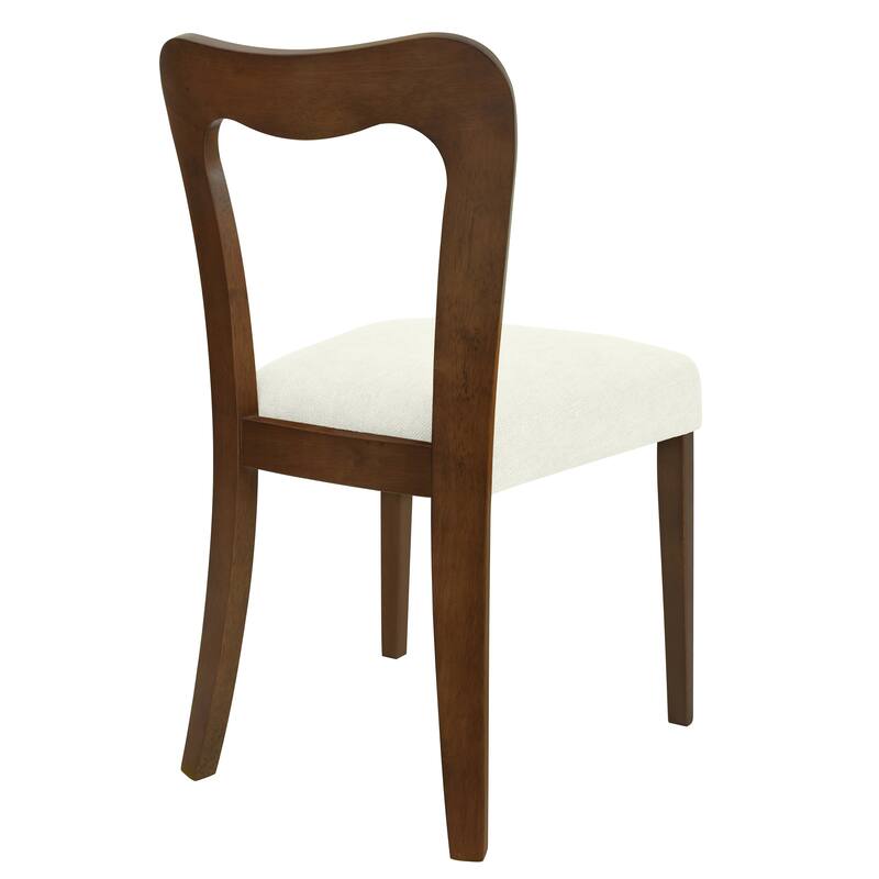 Set of 2 Modern Dining Chairs with Rubberwood Frame and Upholstered Seats - Open Back Armless Design