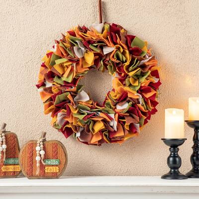 Glitzhome Fall Multi Color Felt Wreath or Garland Thanksgiving Decor