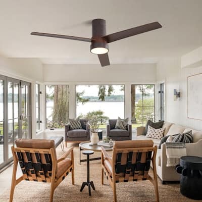 52 in. Ceiling Fan with Light and Remote Control 3 Wood Fan Blade Noiseless Motor Solid Walnut and Matte Black - N/A