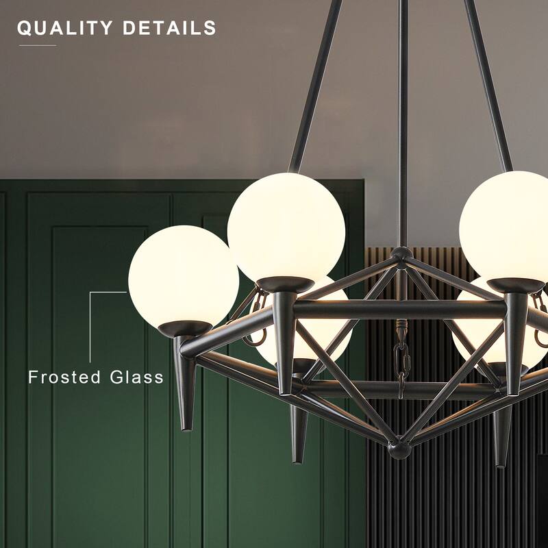 Dimmable 6 - Light Streamlined Modern Linear Chandelier - Matte Black