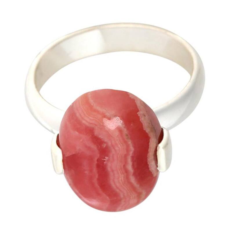 925 Sterling Silver Rhodochrosite Solitaire Ring