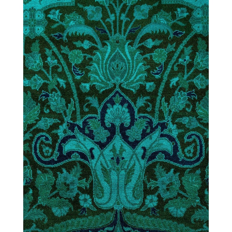 Fine Vibrance, One-of-a-Kind Hand-Knotted Area Rug - Green, 9' 2" x 12' 3" - 9' 2" x 12' 3"