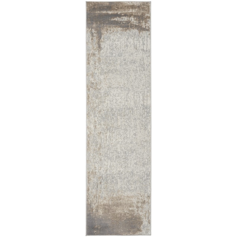 Power Loomed Abstract Modern Non Skid Stain Resistant Low Pile Area Rug - 90' X '27' X '0.25