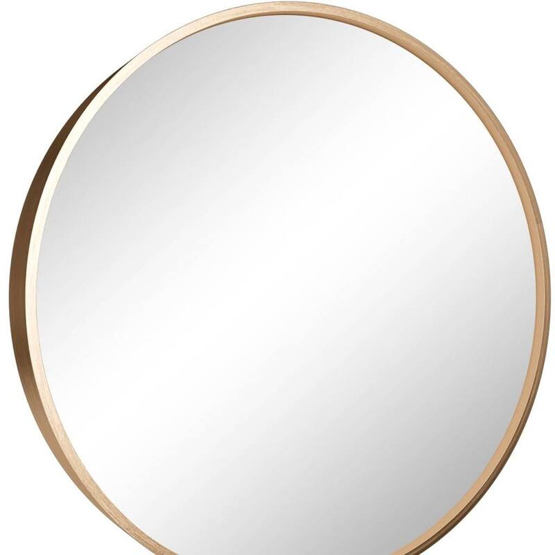 HomeRoots 20" Black Metal Round Framed Accent Mirror - 20.00 in. x 20.00 in. x 1.09 in.