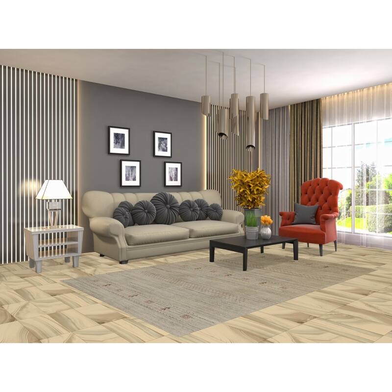 Hand Knotted Oriental 100% Wool Carpet Tribal Tribal Beige & Ivories Gabbeh Area Rug - 7' 10'' X 5' 1''