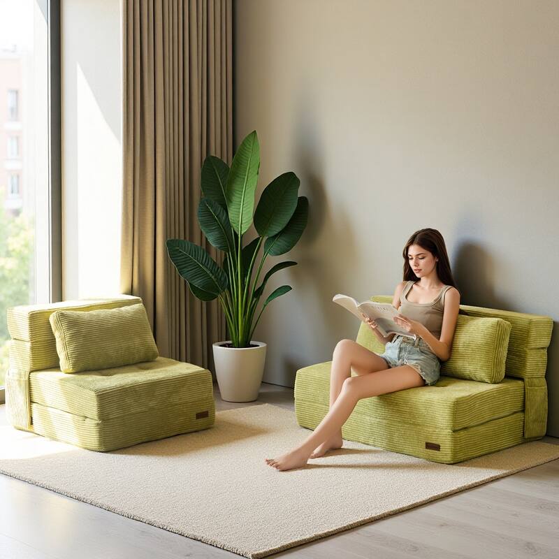Corduroy Convertible Sofa Bed,Floor Sleeper Sofa