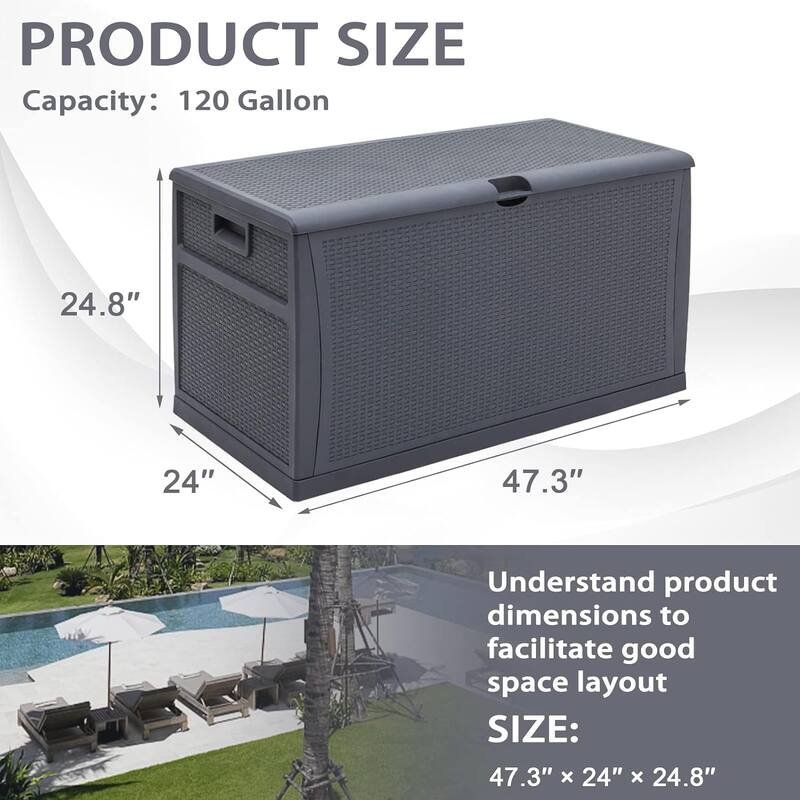 SUNCROWN 120 Gallon Deck Box Outdoor Resin Wicker Storage Container