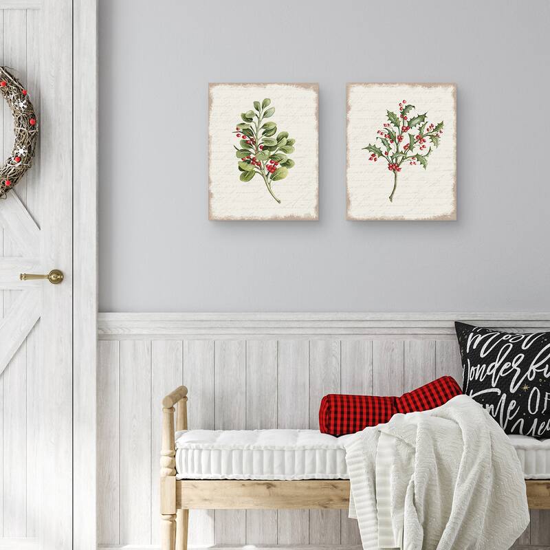 Berries Christmas Botanical & Holly Christmas Botanical by Cindy Jacobs Canvas Art Prints