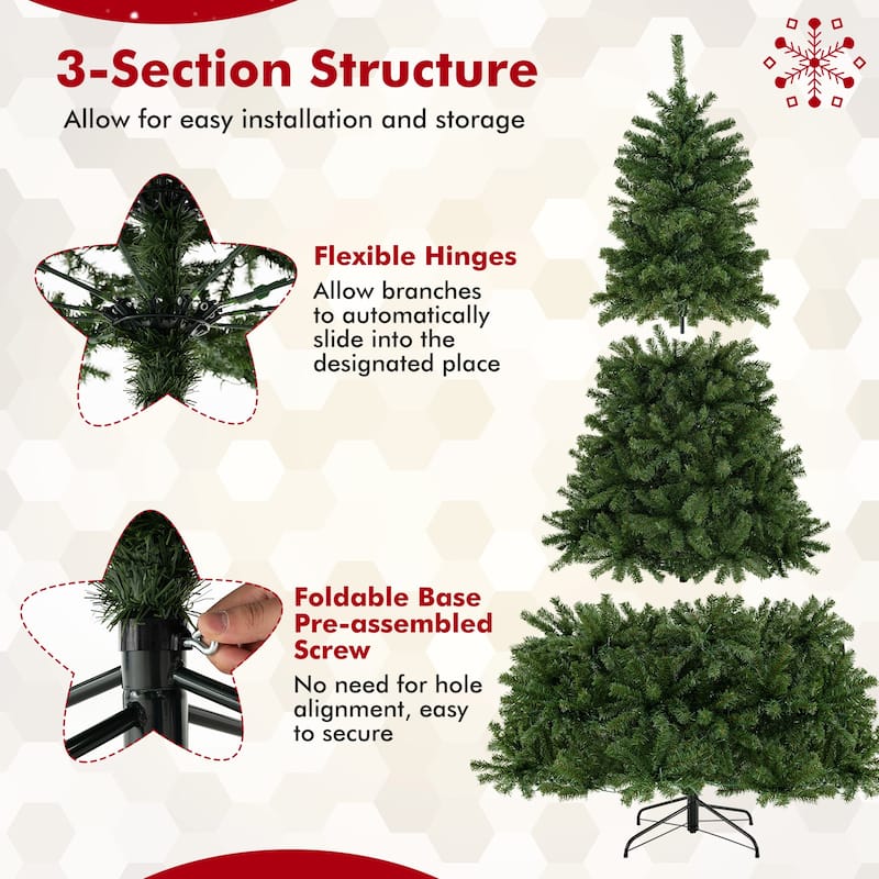 Gymax 8 FT Pre-Lit Artificial Christmas Tree w/ 1200 Warm White LED