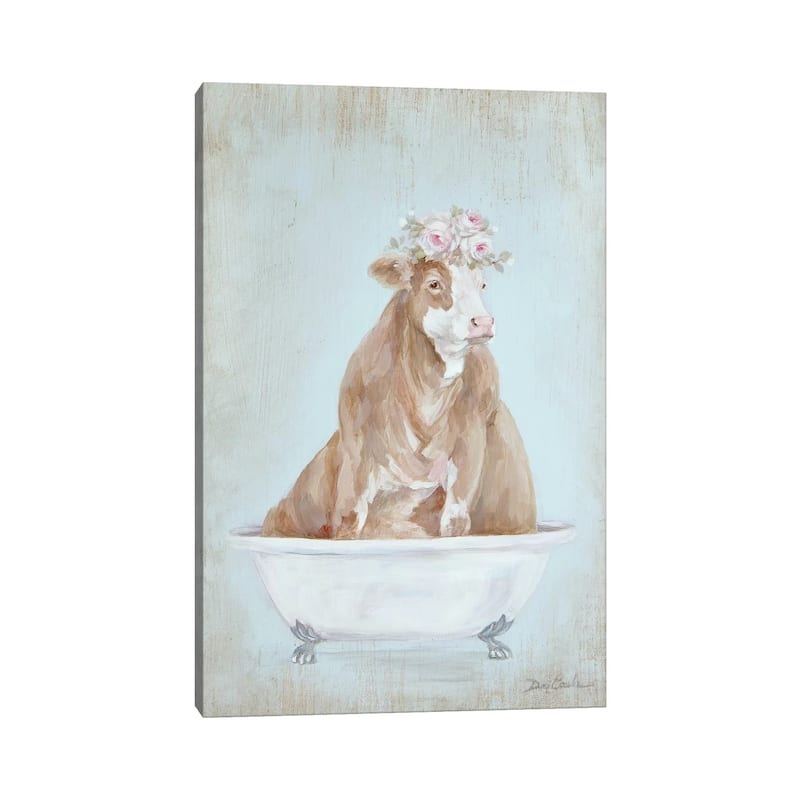 iCanvas "Cow In A Tub" by Debi Coules Canvas Print