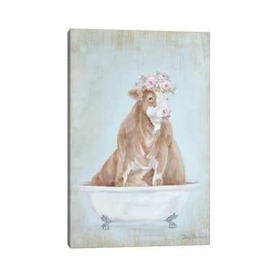 iCanvas "Cow In A Tub" by Debi Coules Canvas Print
