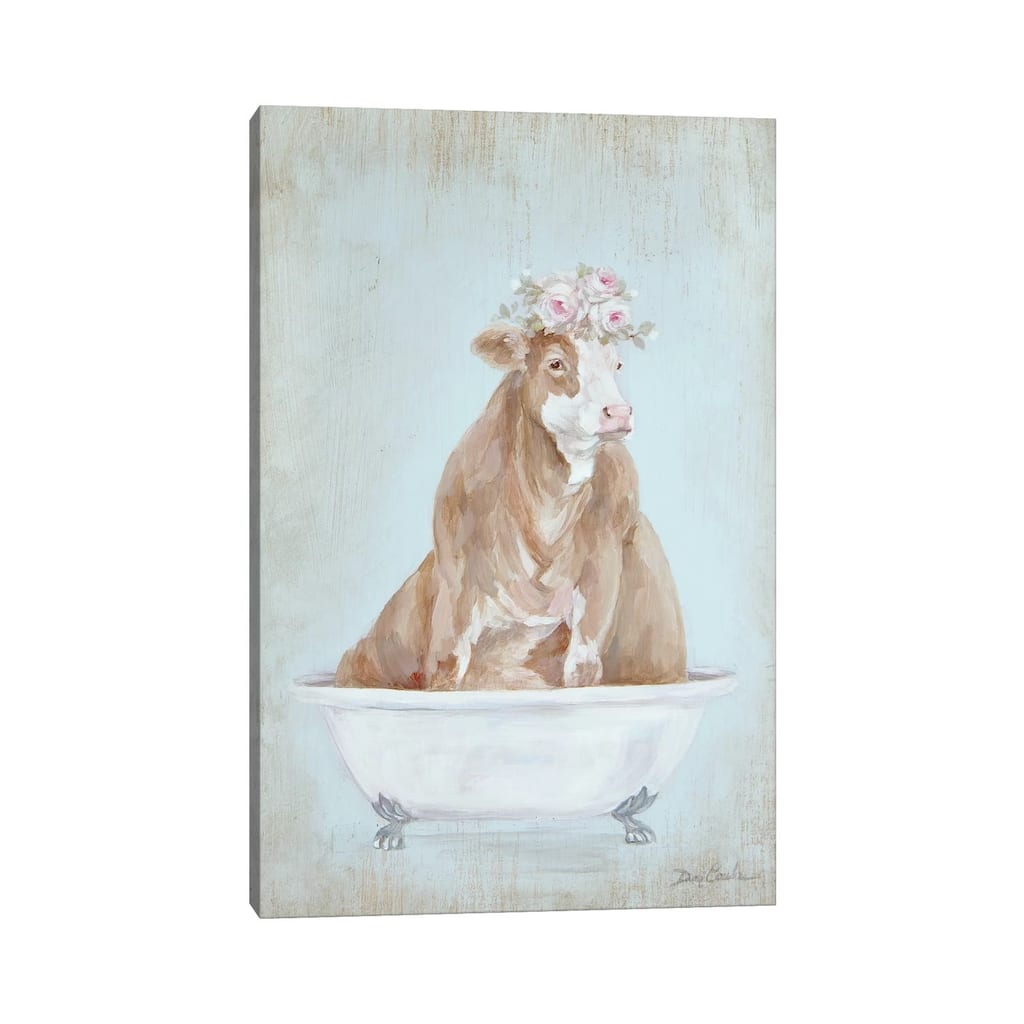 iCanvas "Cow In A Tub" by Debi Coules Canvas Print