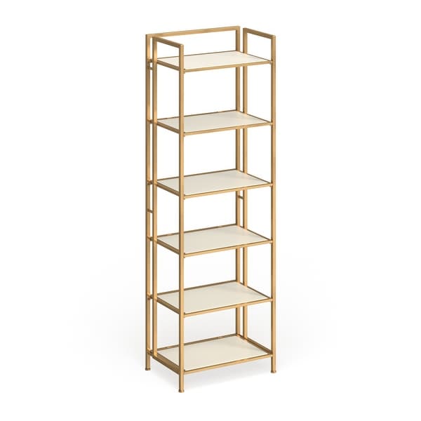 SAFAVIEH Kimmy White Gold Etagere Bookcase 23.8
