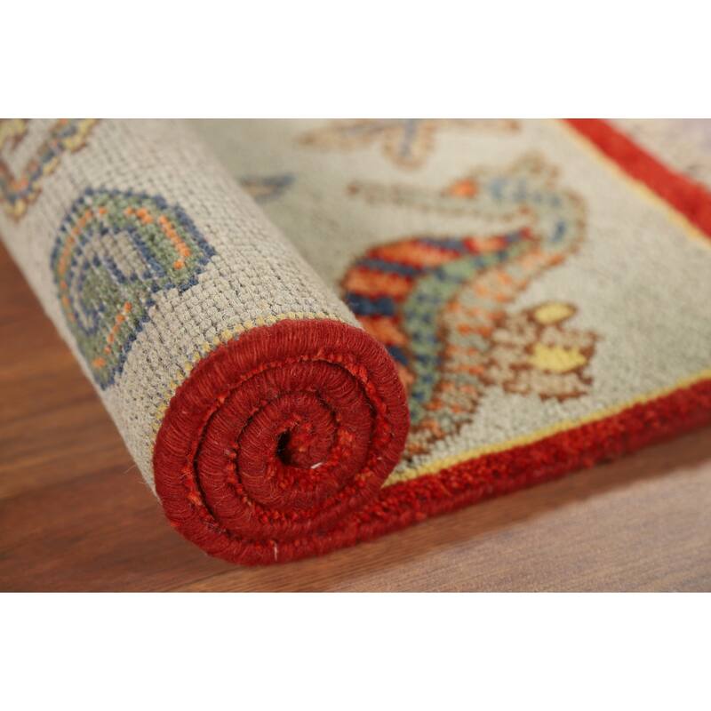 Animals Design Art Deco Accent Rug Handmade Wool Carpet - 2'0" x 3'0"