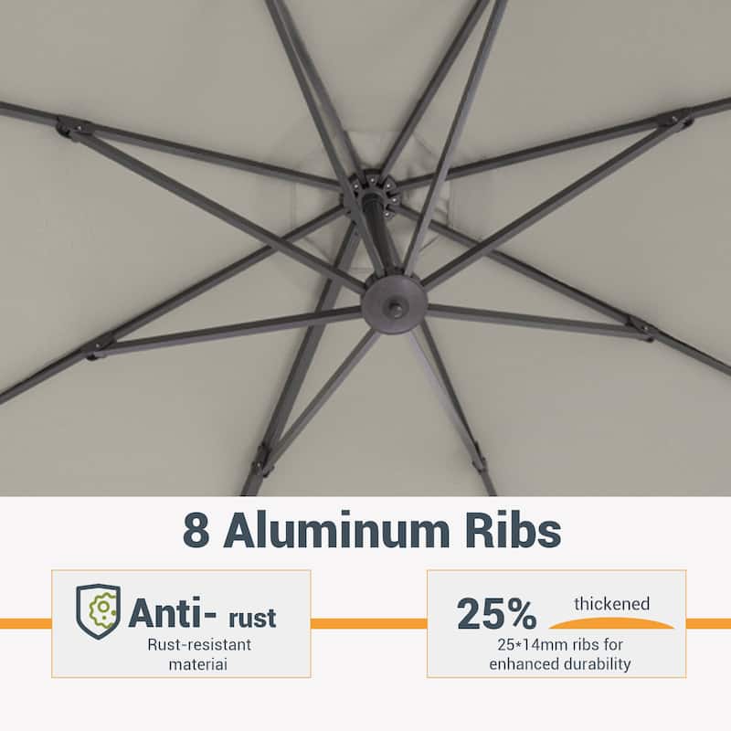 LIVOOSUN 11Ft Cantilever Patio Umbrella,Offset Hanging Umbrella