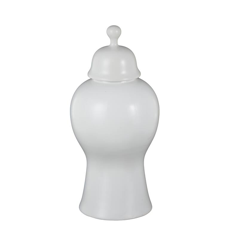 Ceramic Rounded Hourglass Decorative Jars with Lid and Ball Knob - White or Black- Roche River Decor