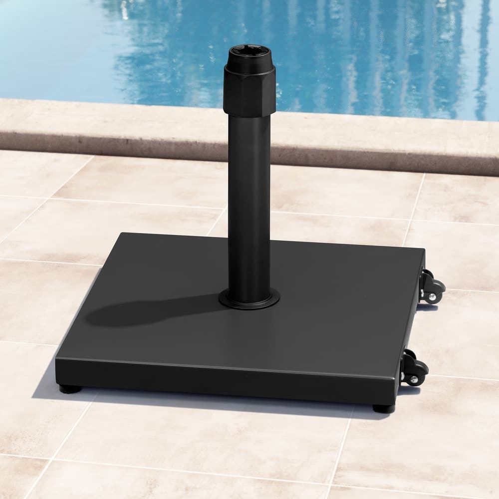 Outdoor Market Umbrella Base Holder Square Concrete / Cement Metal w/Wheels