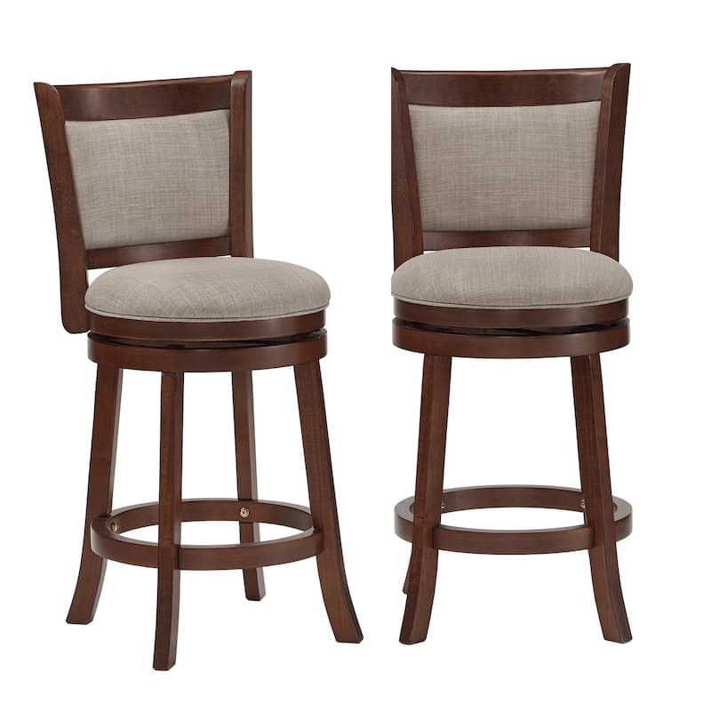 Rovinj Upholstered Back Swivel Stool - Cherry-Grey Linen