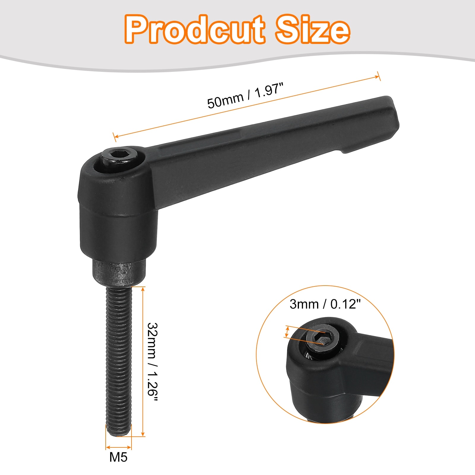 Adjustable Knobs Handle, Male Thread Push Button Ratchet Quick Release Locking Rotating Bolt for Machinery