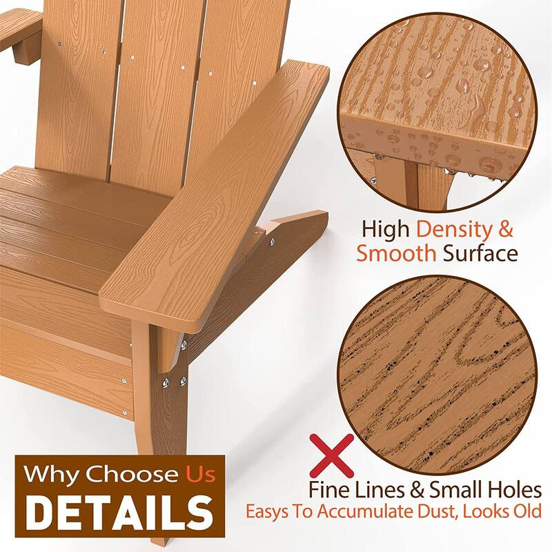 WINSOON 3-Piece All Weather HIPS Outdoor Cup Holder Adirondack Chairs and Table Set