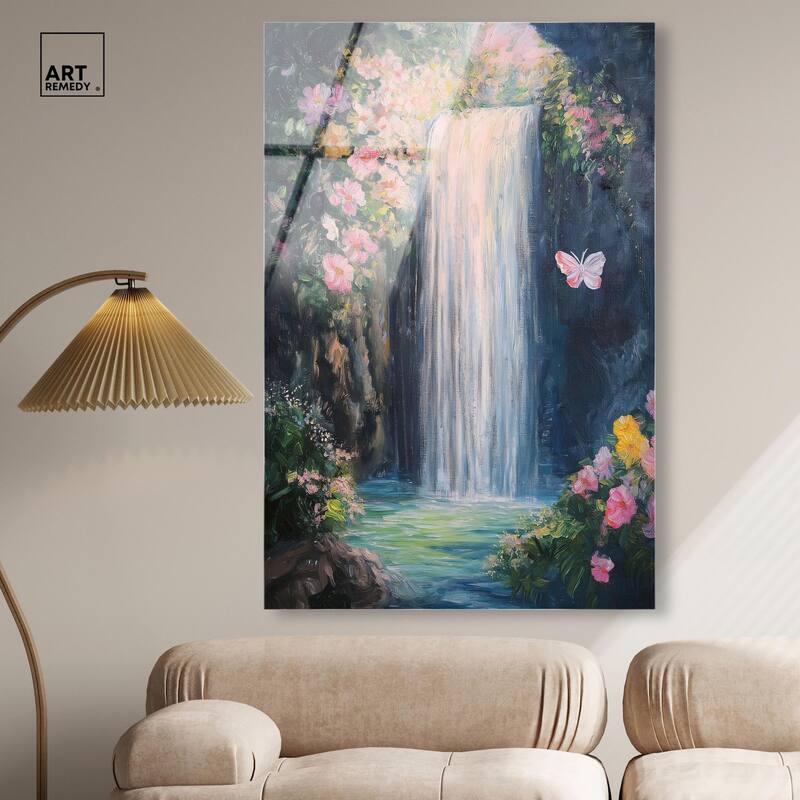 Hidden Falls I Acrylic by Art Remedy, Ready to Hang