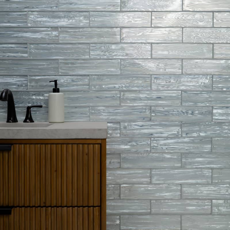 Ackland AKM-G-3X12TLG-CA 12" x 12" Glass Solid Wall Tile - Glossy - Elaris