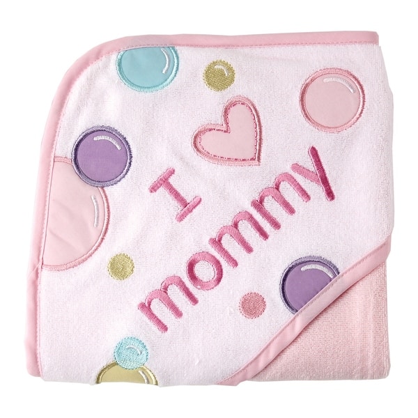slide 1 of 1, Luvable Friends Baby Girl Hooded Towel, Pink Mom, One Size - Pink Mom - One Size One Size - Pink Mom