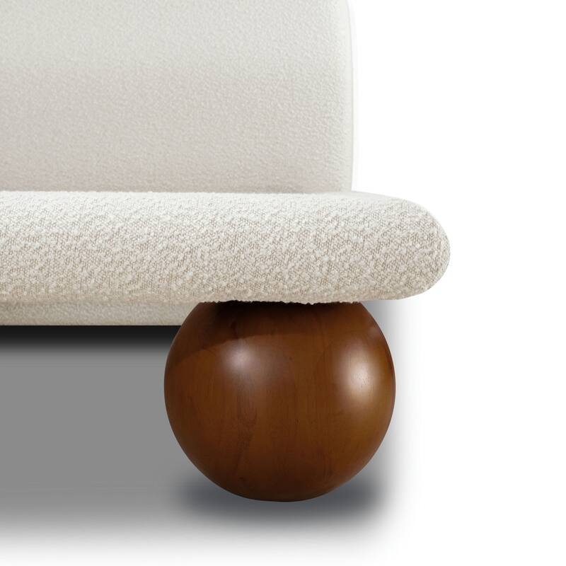 Poly and Bark Orbit Queen Size Bed in Froth White Boucle