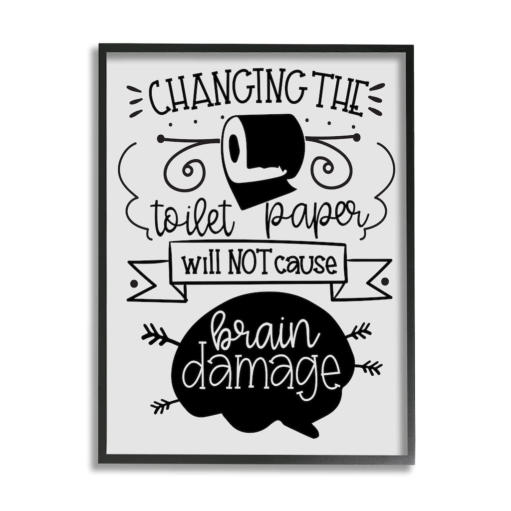 Stupell Change Toilet Paper Humor Framed Giclee Art Design by LSR Design Studio
