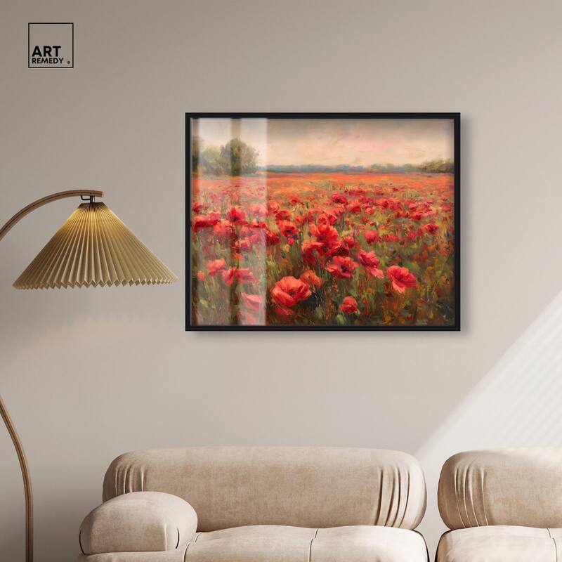 Sea of Red Poppies II Shadowbox by Art Remedy