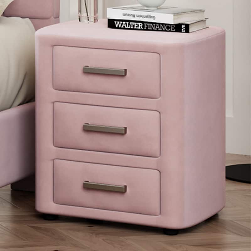 Velvet Nightstand Bedside Table With 3 Drawers, Night Tables For Living Room