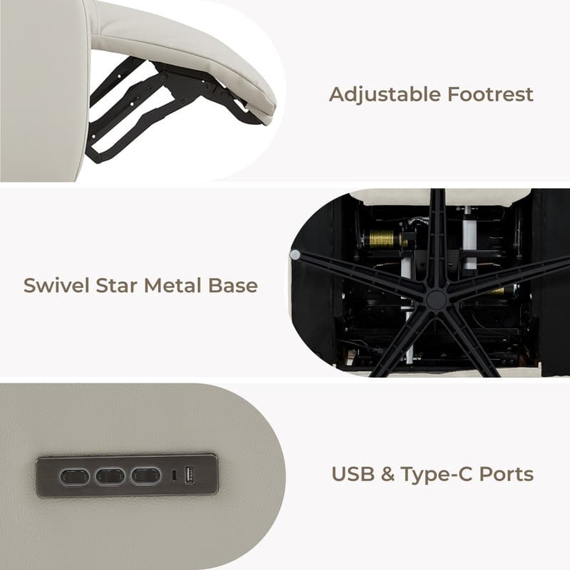 Spruce & Spring Triple-Motor Power Swivel Recliner Chair with Power Headrest