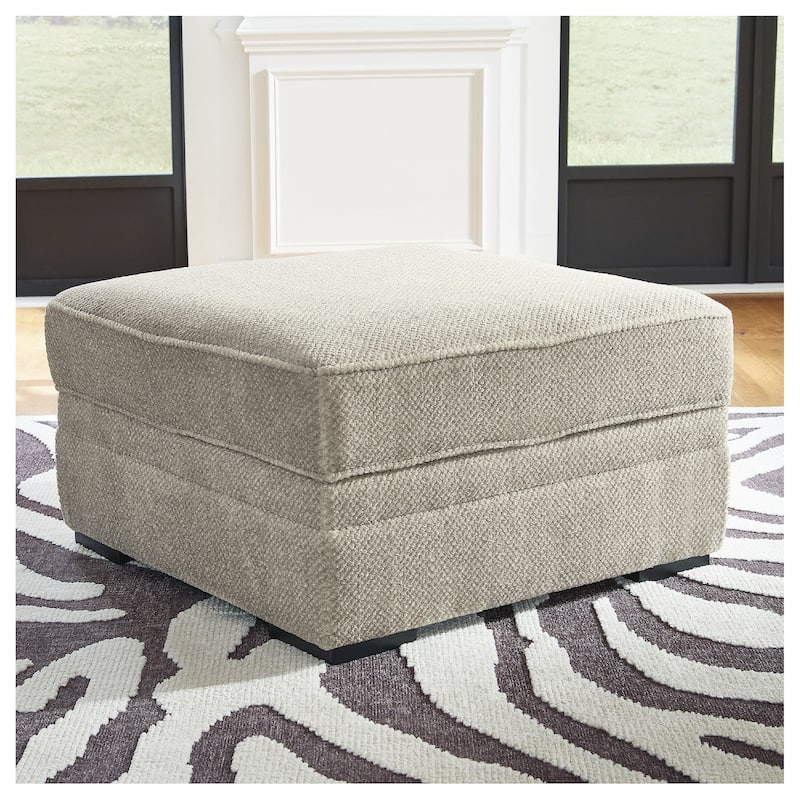 Signature Design by Ashley Calnita Brown/Beige/Gray Ottoman With Storage - 38"W x 38"D x 22"H - Sisal